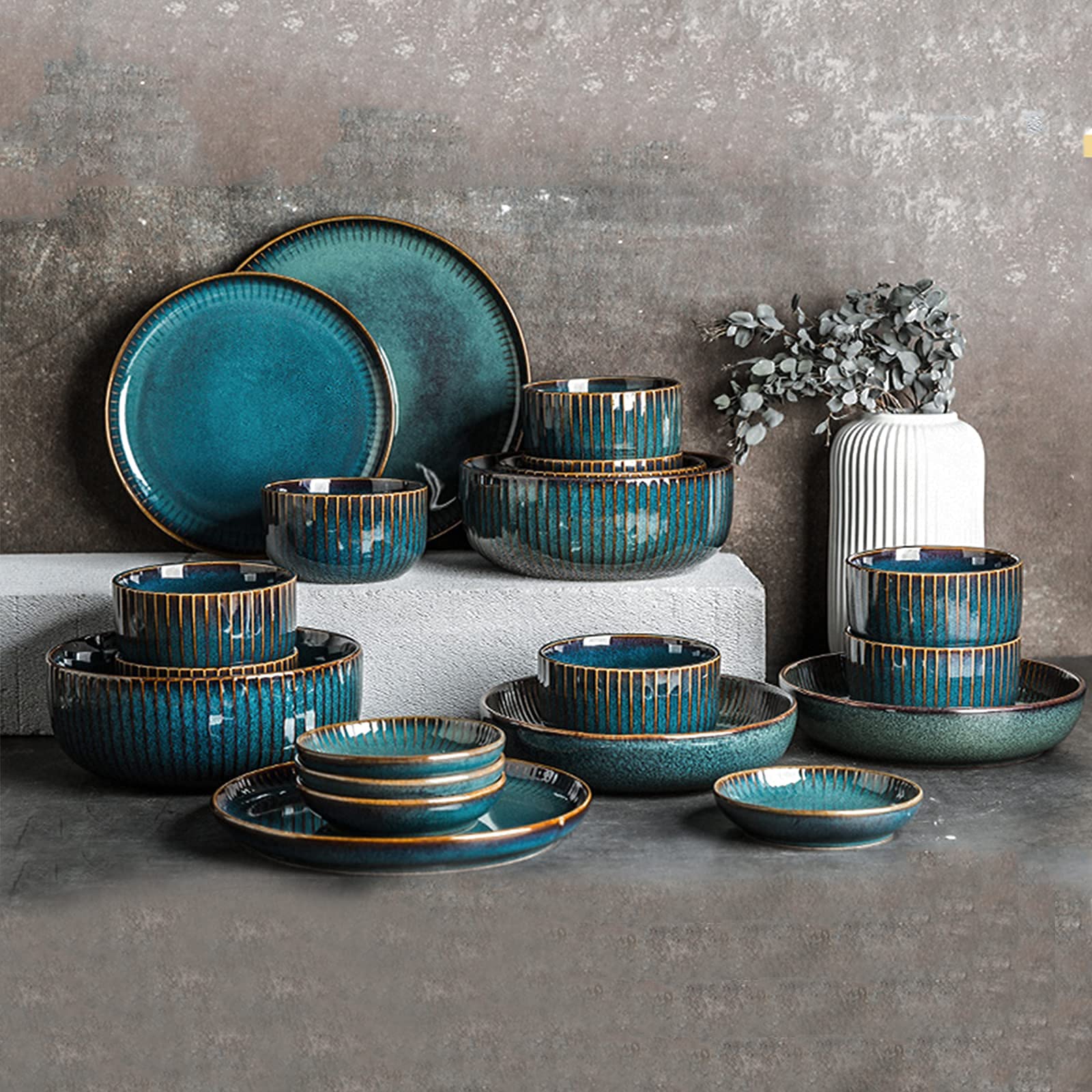 Amazon.co.jp: 軽い高級磁器食器セット 40 枚の無地ディスク (スープ